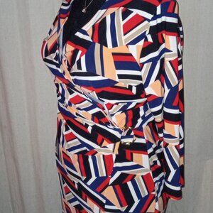 Anne Klein Women's Printed Midi Long-Sleeve Wrap Dress Size 1x